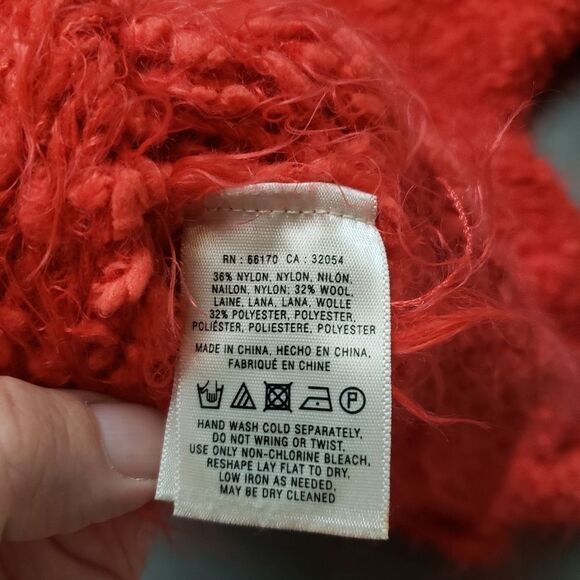 Moth Fuzzy Red Wool blend button up Cardigan in Red. - Picture 6 of 11